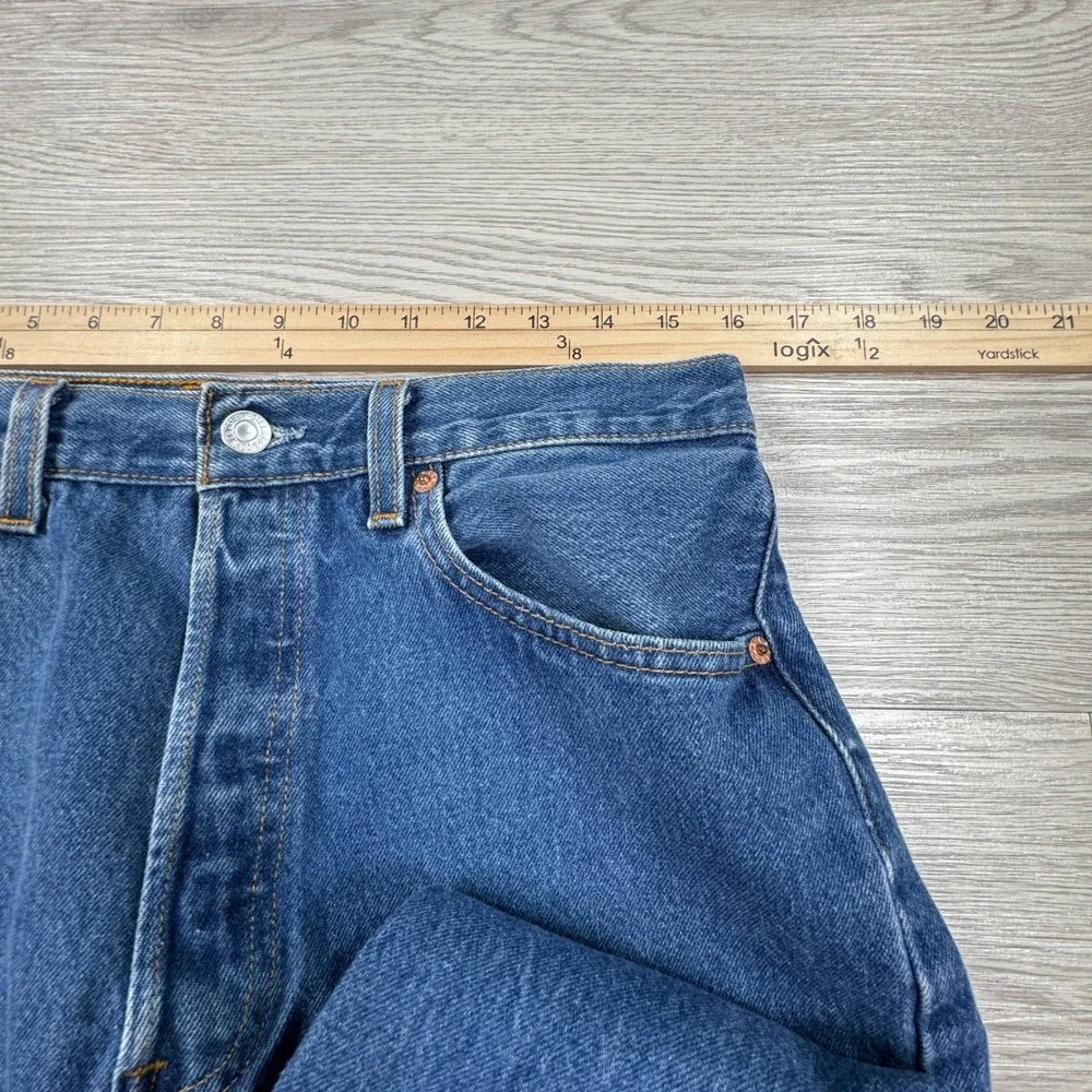 Levis Mens Jeans 501 Straight Leg Blue 32x34 Button Fly Denim Workwear